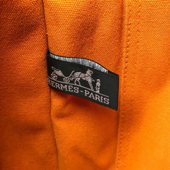 HERMES French Festival Hawaii 2002 Two-tone Foul Tou MM Tote Bag, Cotton, Ora... - Picture 11 of 16